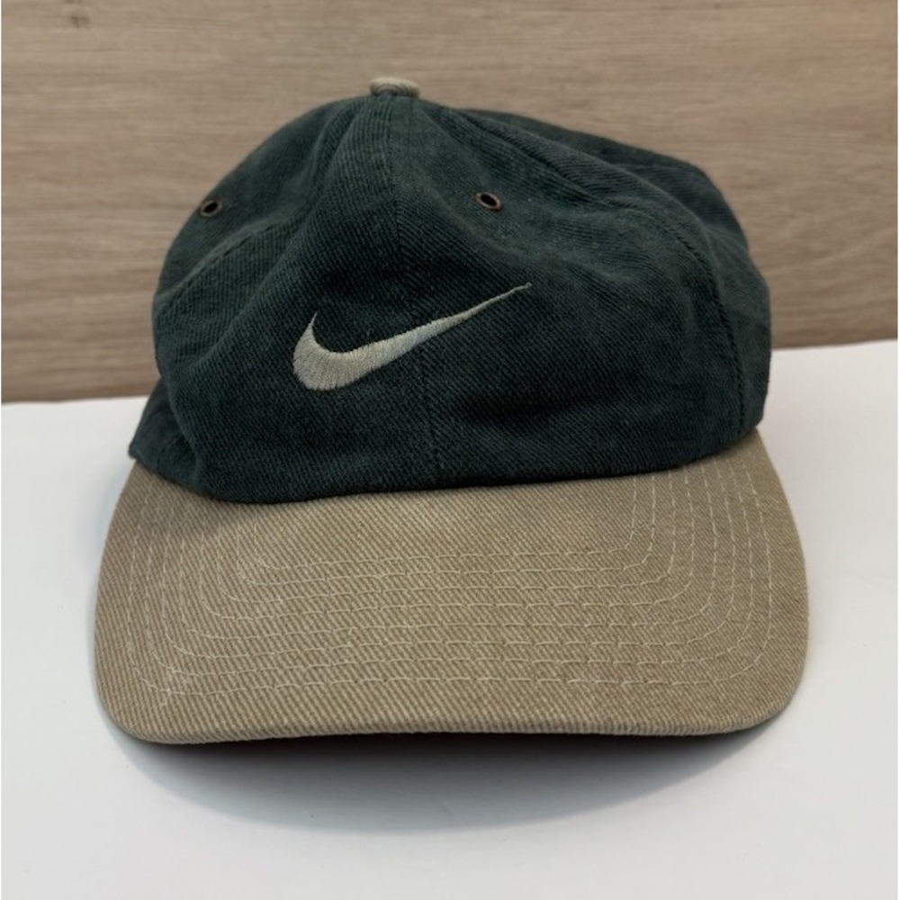 Nike Vintage 90s Adult Green Swoosh Ball Cap One Size Made In USA 100% Cotton